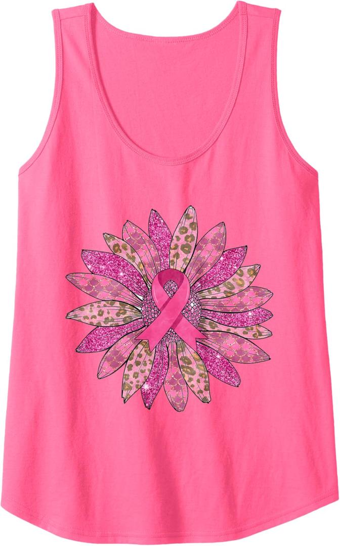 Sunflower Ribbon Breast Cancer Awareness Tank Top, Small