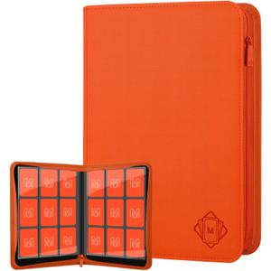 Trading Card Binder with 9 Side Loading Pocket Card Album Hold Up to 540 Cards PU Card Collection Binder, Collectible Albums Card Folder for MTG, TCG, Sports Cards 9-Orange