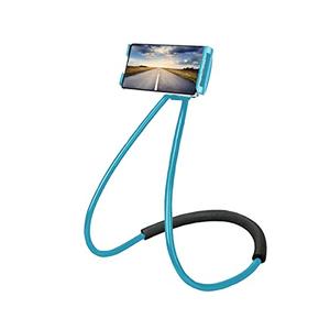Chapter Seven Universal Smart Mobile Phone Stand,Hanging on Neck Cell Phone Mount Holder, Flexible Lazy Bracket DIY Free Rotating for Multiple Functions (Black/Blue)