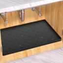 Sdpeia Under Sink Mat for [31" x 22"] Cabinet, Upgraded Silicone Waterproof Mat Kitchen Cabinet Liner Cabinet Protector Kitchen Organizers and Storage (Black)