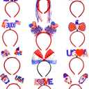 12 PCS 4th of July Headbands 4th of July Accessories for Women USA Hat 4th of July Decorations 4th of July Outfits for Women Fourth Red White Blue Headband Party Supplies Party Favor