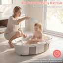 Collapsible Baby Bathtub - Large Baby Bath Tub with Thermometer | Bath Essential Baera para Bebe Easy Fold Baby Tub | Travel Infant Newborn Toddler Bathtub for Baby Girl Boy 0 to 36 Months (Grey)