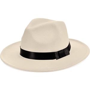BABEYOND 1920s Fedora Hat for Men Gatsby Wide Brim Fedora Hat Felt Panama Cap with Band for Women Men