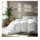 Serta Goose Feather Down Fiber Cotton Comforter Queen Size - 100% Cotton Duvet Insert - Hotel Luxury Hypoallergenic Bedding Comforter All Season Medium Warmth 90 x 90 Inch White