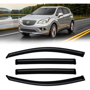 Rain Guards for 2016-2020 Buick Envision, Out-Channel Window Visor Shields Vent Deflector Shade Wind Dark Smoke 2017 2018 2019 2020 16 17 18 19 20, Tape-On Outside-Mount, 4PCS
