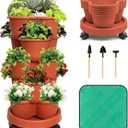 5-Tier Stackable Planter, Vertical Garden Planter for Mobile, Versatile, and Equipped with Advanced Water Filtration System, Perfect for Vegetables, Flowers, Herbs, Strawberries and Lettuce (Clay Red)