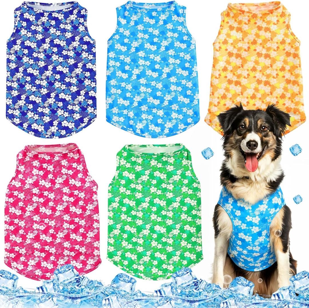 Talltalk 5 Pack Dog Cooling Vest Quick Dry Shirts Mesh Breathable Instant Sun Protection Cooling Dog Vest Lightweight Summer Beach Hawaii Jacket Collar for Outdoor Walking Hunting Hiking Clothes(XL)