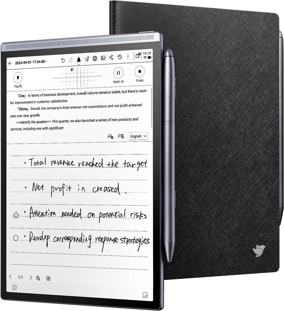 Iflytek AINOTE Air 2 Bundle - Black Folio Case, 8.2-inch AI Note-Taking Tablet Writing Paper Tablets, Digital Notebook with Pen, Voice-to-Text Transcription, Multi-Languages Chatgpt Support