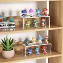 5 Pcs Large Acrylic Display Risers, (10" L~11" L~12" L) Perfume Organizer Stand With Silicone Pads, Stable Acrylic Risers Display Stands Shelf for Figures, Cupcakes, Collectibles, Food Display