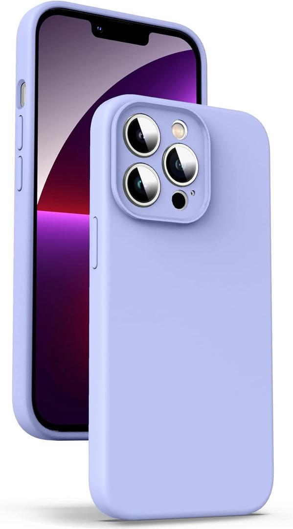 Supdeal Liquid Silicone Case for iPhone 13 Pro Max, [Camera Protection] [Anti Fingerprint] [Wireless Charging] 4 Layer Phone Case Protective Cover, Built-in Microfiber Case Cover, 6.7", Purple