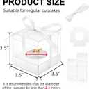 50 Pcs Clear Cupcake Box Individual, 3.5 Inch Plastic Single Cupcake Container, Cupcake Storage Holder Carrier with Ribbons Inserts, Ornament Candy Gift Box for Mother's Day Party Wedding Baby Shower