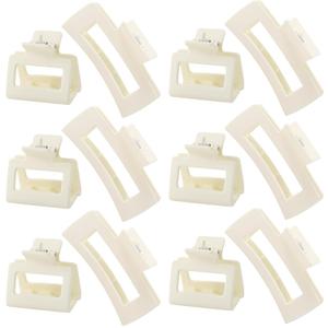 Hair Accessory Set for Women and Girls - 6 Large Rectangle Clips for Thick Hair, 6 Small Clips for Thin Hair (White)