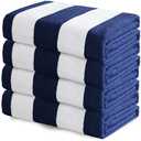 Exclusivo Mezcla 8 Pack Beach Towels, Large Microfiber Striped Beach Bath Pool Towel Set for Kids and Adults, Lightweight and Absorbent, 30x60 Inches, Navy