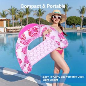 [2025 New Upgraded] Pool Floats for Adult -Floating Lounge Chairs,Inflatable Pool Floats with Cup Holders 1 Repair Patch Suit for Swimming Pools, Beach, Pool Toys,Backyard Party,Lakes 1 Packs