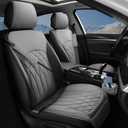 2 Pack Leather Front Car Seat Covers, Universal Sideless Car Seat Protectors with Storage Pocket and Seat Belt Pads, Waterproof Automotive Seat Cover for Cars Trucks SUV(Grey)