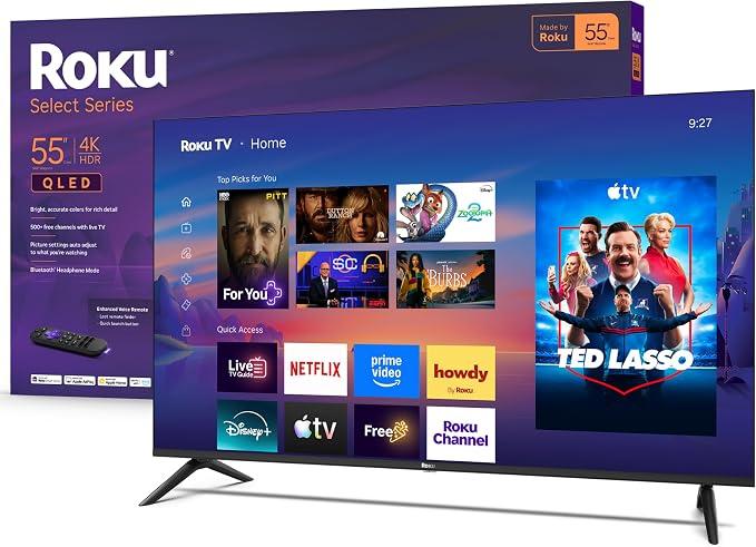 Roku 55-Inch Select Series Smart TV 2026-4K QLED TV - Roku TV
Flat Screen QLED Television with Voice Remote, Wi-Fi & Bluetooth Headphone Mode - Streaming Live Local News, Sports, & Movies