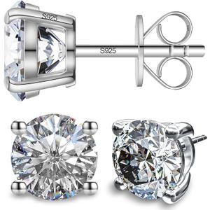 Moissanite Earrings, Substitute diamond Stud Earrings for Women 1-3 CT 18K White Gold Plated/S925 Sterling Silver Earring for Men, Lab Grown Hypoallergenic Jewelry