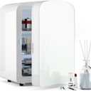 9L Mini Fridge for Bedroom - Car, College Dorm Room & Office Desk 12v Portable Cooler Warmer Skincare, Beauty Makeup, Drinks, Food AC/DC Small Refrigerator with Glass Front, 110 Volts, Black