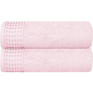 GLAMBURG 100% Cotton 2 Pack Oversized Bath Towel Set 28x55 Inches, Ultra Soft Highly Absorbant Compact Quickdry & Lightweight Large Bath Towels, Ideal for Gym Travel Camp Pool - Pink