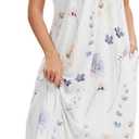 Lerliacr Nightgowns for Women Cotton Soft Short Sleeve Sleepwear Victorian Nightgowns for Women Cotton Short Sleeve Sleepwear Victorian V Neck Night Dress with Pockets Loose Loungewear(Flower, XL)
