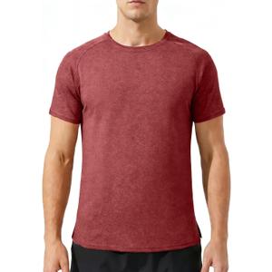 Mens Athletic Running Crew Neck Gym T-Shirts Solid Quick Dry Short Sleeve Moisture Wicking Casual Tops Tee Workout (Red, XL)