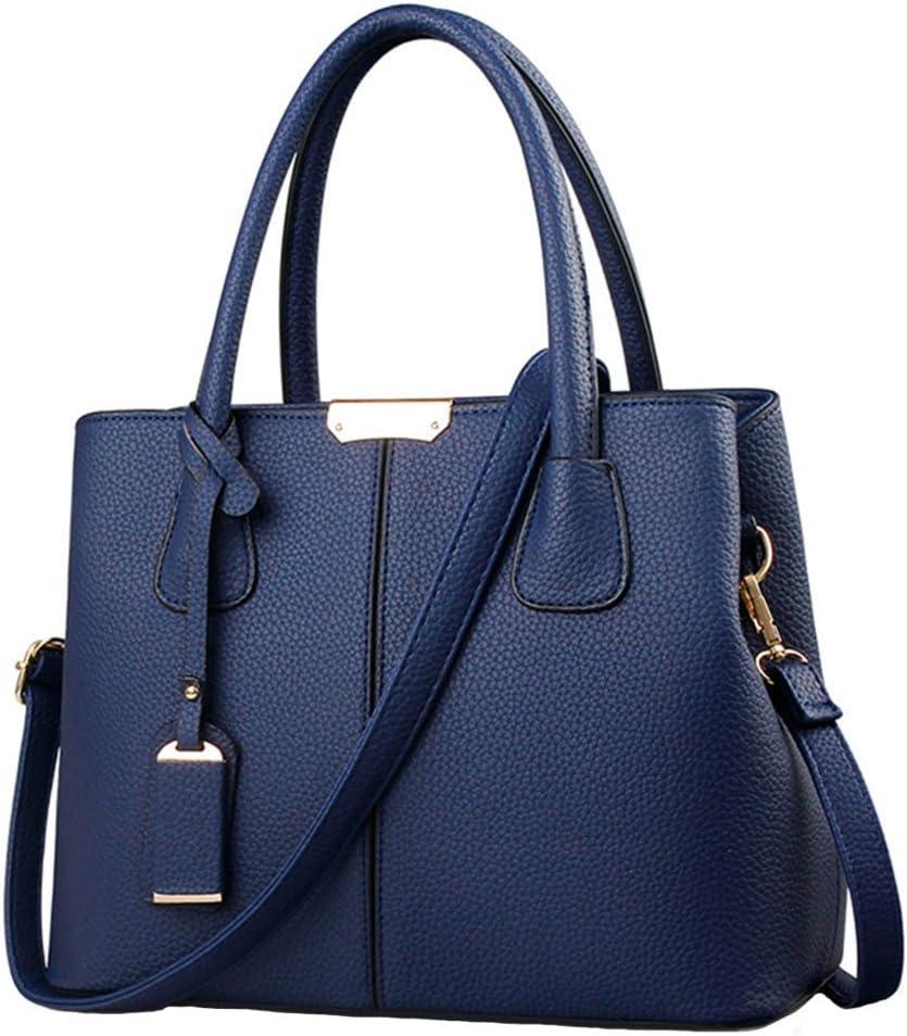 Women Classy Satchel Handbag Tote Purse Handle Bag Shoulder Bag (Dark Blue)