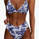 SUUKSESS Women Triangle High Cut Bikini Sets Sexy High Waisted 2 Piece Swimsuit, Size Medium