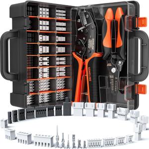 SOMELINE Crimp Tool Connector Kit, JST-PH 2.0mm/JST-XH 2.5mm/Du Pont 2.54mm Connector Set, 30 Types of Connectors, 32-20 AWG Ratcheting Crimper for Du pont,JST Series,KF2510,Molex,TE Series