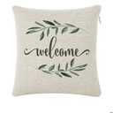 Throw Pillow Cover, Decorative Square Pillowcases Welcome Linen Cushion Cover Case Zipper Closure Sofa Couch Bed and Car Decor 20"x20"