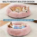 OhGeni 31 inches Calming Donut Orthopedic Dog & Cat Bed for Medium Pets, Warming Comfort Fluffy Short Pile Fur, Durable Waterproof Machine Washable Removable Cover, Cute Round Bed for Puppy, Pink,L (31"L x 31"W x 9"Th)