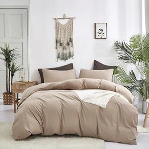 KAREVER Deep Champagne Comforter Set Full Cream Coffee Bedding Set Khaki Blanket Women Soft Dark Champagne Bedding Set Men Breathable Taupe Comforter Set