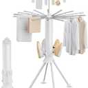 Clothes Drying Rack Foldable, 4-Legged Portable Drying Rack Clothing with 20 Clips, Shoe Dryer Rack, Outdoor Laundry Drying Racks with 4 Pulleys, Aluminum Hanging Dry Rack for Clothes,Socks,Towel