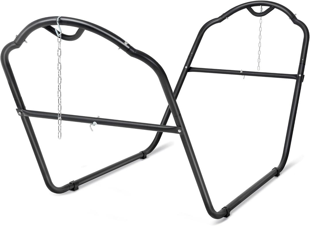 SUNCREAT Universal Steel Hammock Stand Only, Heavy Duty Hammock Stand, Fits 2 Person Hammock 9 to 14 Feet Long, 475-Pound Capacity, Patent Pending, Black