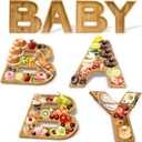 4 Pcs Wood Baby Charcuterie Board Letters, Wooden BABY Letters for Baby Shower, Birthday, Party Food Display Decorations