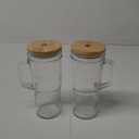 24Oz Glass Cups With Lids And Straws - Glass Cup With Bamboo Lids And Straw 2Pack