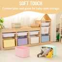 4 Pack Storage Baskets for Organizing Toys, Towels, and Clothes, Woven Basket for Shelves, Sturdy Nursery Cube Bins for Storage, 13''L x9''W x7.8''H, Pink