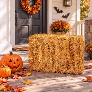 Suzile 1 Pcs Halloween Decorative Straw Bale, 15.9 x 18.1 x 22.1 Inches