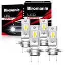 Biromanle Compatible with 2007 2008 2009 2017 2018 Hyundai Santa Fe Hi/Lo Beam bulbs, H7 Hi/Lo Beam, 6000k white light 400% Brightness,Turn signal bulbs(Pack of 4)