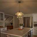 Dining Room Chandelier, Modern Brushed Gold Pendant Light for Foyer Bedroom | Bubble Ceiling Light Chandelier Vintage Hanging Light Fixtures with 10 Swirled Glass Globe Kitchen, Include E26 Bulb