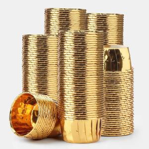 EUSOAR Gold Cupcake Liners, 200pcs 3.5oz Disposable Muffin Foil Cupcake Ramekins, Aluminum Wrappers Paper Cake Containers Mini Cheesecakes Cups Dessert Holders for Birthday Wedding Party Festival