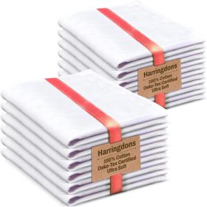 Premium Kitchen Towel (28x20, 12 Pack) 100% Cotton Dish Towels Cloths Large Hand Towels Tea Towels for Kitchen with Hanging Loop, Reusable Cleaning Cloths, Fast Dry Lint Free Linen | Pure White