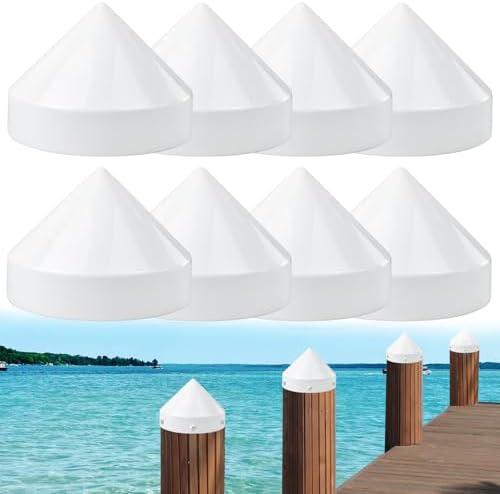 JYINCPED 8.5 Inch Cone Piling Cap for Dock,Marine Pylon Cap for Dock Post Pole Pipe Head,Dock Pylon Cover Caps for Marine Boat, Floating Docks, Piers, White