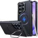 ESR for Samsung Galaxy S26 Ultra Phone Case with Stash Stand, 7X Military-Grade Drop Protection, Shock-Absorbing Rugged Cover, Compatible with MagSafe Accessories, Cyber Series, Black