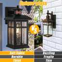 Motion Sensor Outdoor Wall Lights 2 Packs- Updated Dusk to Dawn Outdoor Lighting, Exterior Light Fixtures with E26 Sockets & Tempered Glass, Wall Mounted Black Waterproof Outdoor Lights for House