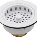 Westbrass D214-50 3-1/2" Post Style Large Kitchen Sink Basket Strainer, 1-Pack, Powder Coat White
