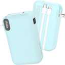 Portable Charger 20000mah with Built in Cables and AC Wall Plug, 22.5W Fast Charging Power Bank with LED display, 4 Outputs 3A Travel Battery Pack for iPhone 16/15/14/13, Samsung, Android, iPad(Green)