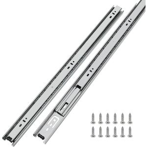 LONTAN 2 Pairs Full Extension Ball Bearing Drawer Slides 24 Inch Silver Side Mount File Cabinet Rails Dresser Metal Runner Heavy Duty Trash Can Kitchen Slider Glide 100 LB Load Capacity (basic-24inch)