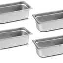 Aplancee 4-Pack Hotel Pans with Lids 1/3 Size x 4 Inch Deep, Commercial Stainless Steel Food Pan Dishwasher Safe for Buffet, Steam Table, Restaurant & Cooking