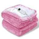YONJION Electric Heated Blanket Throw, Heating Blanket Throw with 4 Timer Settings & 6 Heat Settings, Best Winter Gifts for Men and Women, White Elephant Gifts for Adults (50x60 Inch, Pink)