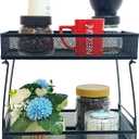 2 Tier Coffee Bar BasketCoffee Bar Accessories and Station Organizer for Countertop